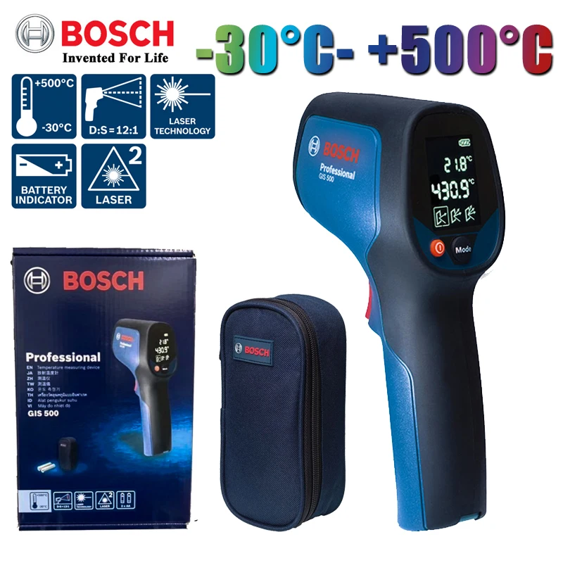 Bosch Thermo Detector GIS 500 Instant Display Digital Infrared Laser Handheld Thermometer High-precision Thermometer Gun