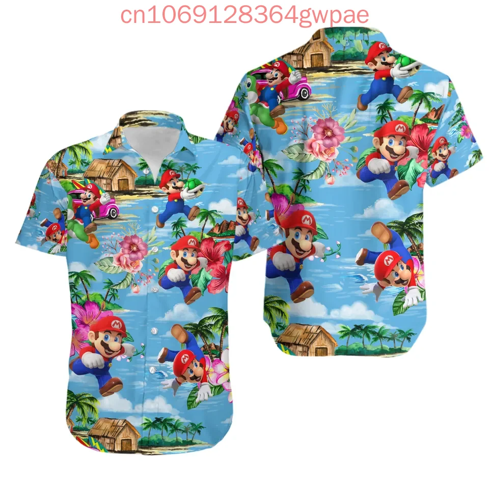 Super Mario Hawaiian Shirt Men's Women' Children Short Sleeve Shirt Summer Casual Vacation Beach Shirt