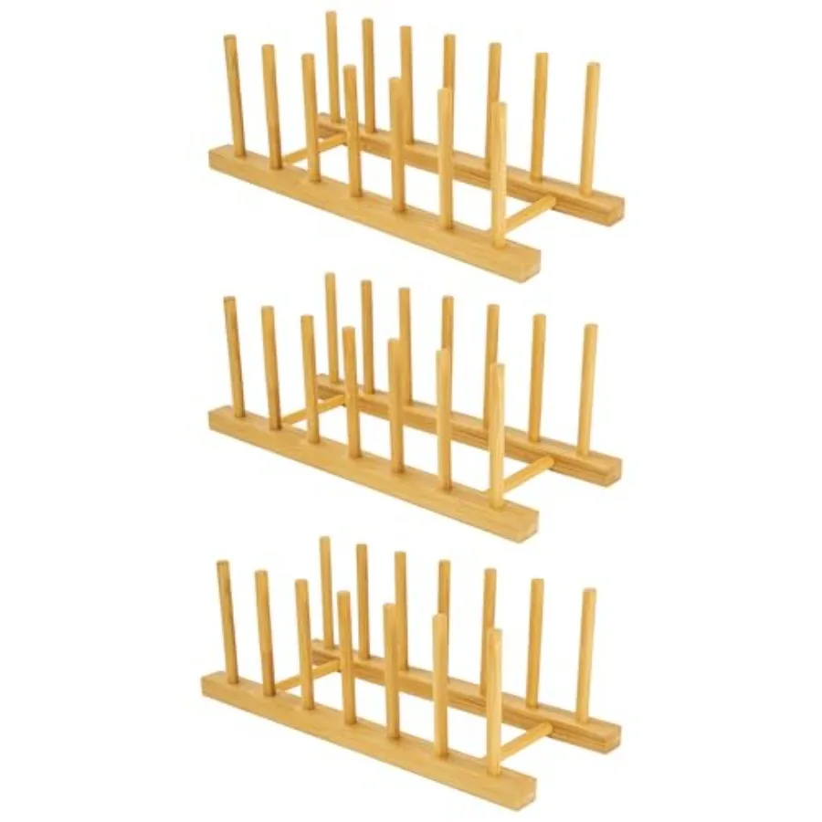 

Бамбуковая деревянная сушилка для посуды, 3 упаковки, деревянные подставки для посуды, подставка для тарелок, держатель для кухонного шкафа, многофункциональная подставка для посуды, держатель тарелки