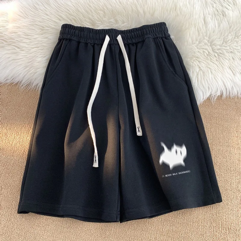 Y2k Hip Hop Cute Cat Men\'s Shorts Summer New Loose Fashion Brand Casual Wide Leg Pants 90s Vintage Streetwear Trousers Male Y 2k