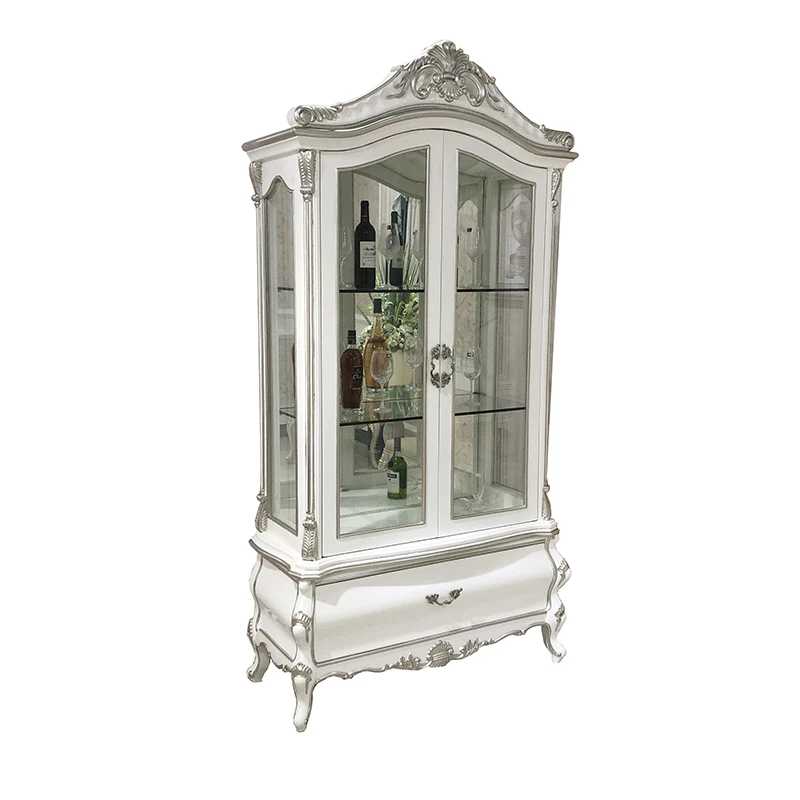 

Wine cabinet, court living room solid wood carving flower white high partition cabinet, foyer double door assembly cabinet