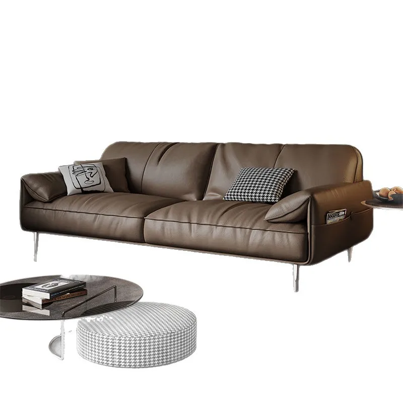 Office Sofa, Leather Simple, Business Reception Room, Reception Area, Leisure Office, Coffee Table Set For Three People