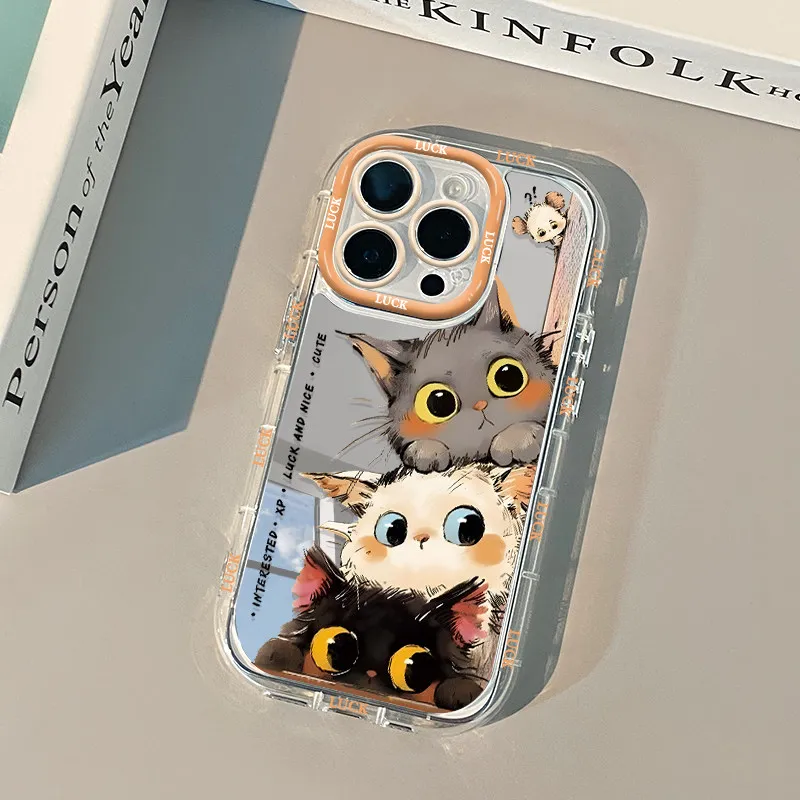 Niedliches Kätzchen, Liebliche Katze, Luftkissen-Spiegel-Handyhülle für iPhone 17 15 14 16 Pro Max 13 12 11 Pro XR XS 7 8 Plus 17Air Art Cover – Detail 2
