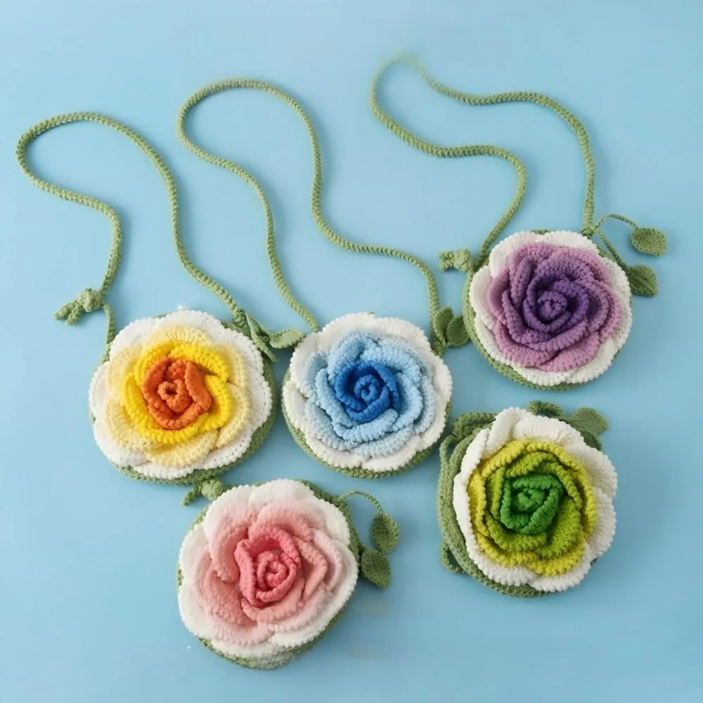 

Вязаная сумка для наушников ручной работы, универсальная вязаная сумка через плечо с нитью Xuefei Dashan Camellia, поясная сумка, декоративная сумка