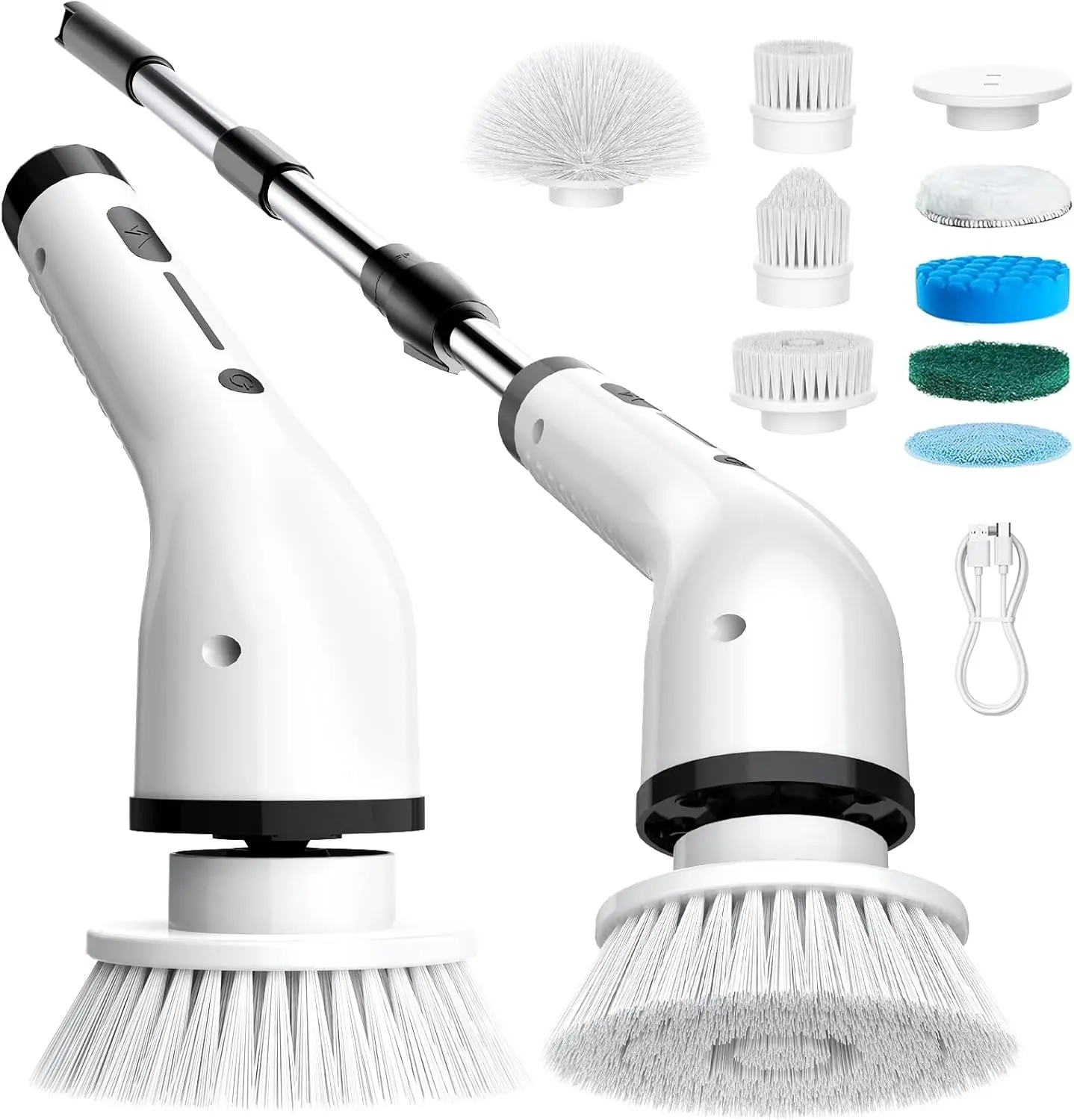 

Electric Spin Scrubber Cordless Waterproof with 9 Heads, Dual Speed Extendable Handles for Bathroom Kitchen Cleaning
