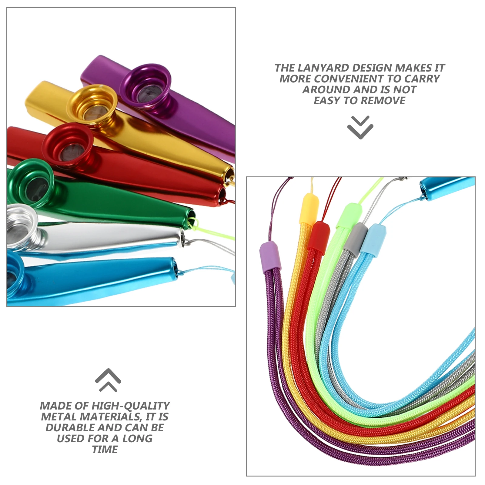 

6 pcs Kazoo Flute Metal Kids Musical Instrument Hanging Rope Bright Colors Durable Toy Creative Educational Supplies Funny Long