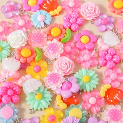 15pcs Mix Resin Sweet Pink Flowers Charms for Earrings Necklaces Pendants Cute Rose Tulip Daisy Charms Handmade Jewelry Making