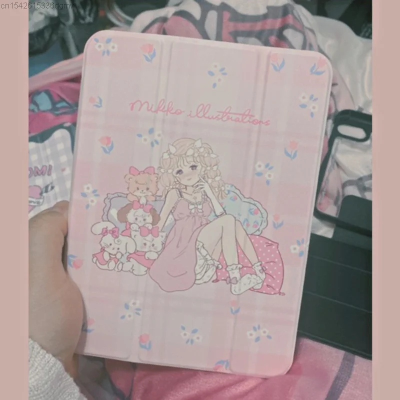 Kawaii Mikko New Anime Print Pink IPad Case For Mini 6 9th Generation Cover Y2k Japanese Tablet Computer 10.2 Inch Air5 Case Yk2