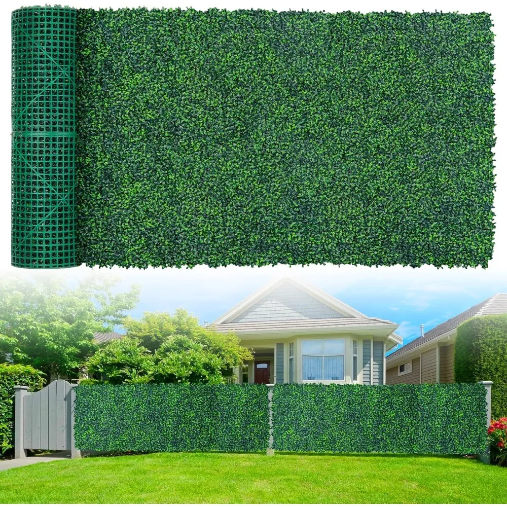 

Artificial Boxwood Roll Panels,40"x 120"(33.33 sq.ft) UV-Anti Faux Ivy Leaves Privacy Fence Screen Grass Wall Roll Panels