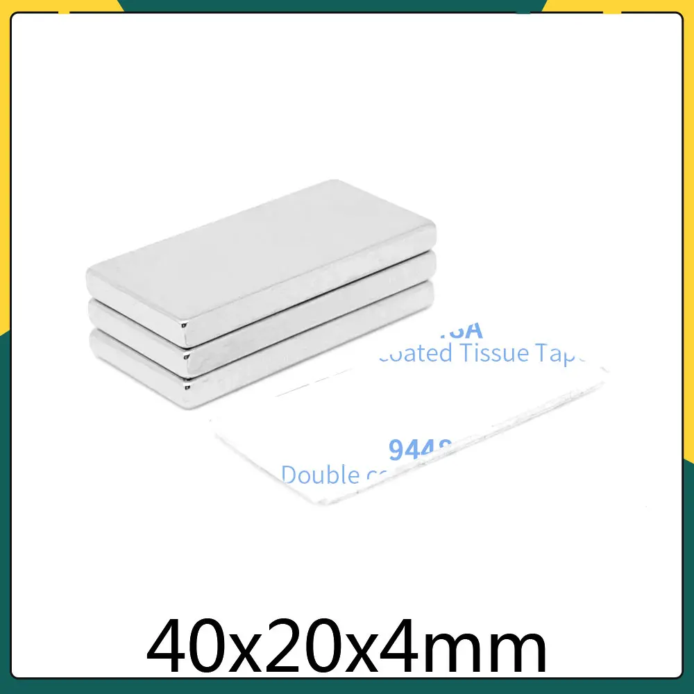 1/2/5/10/15/20PCS 40x20x4mm Block Powerful Strong Magnetic Magnet 40x20x4 Permanent NdFeB Magnet With 3M Self - Adhesive 40*20*4