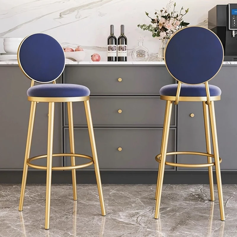 

Patio Gaming Gold Bar Stool Counter Designer Saloon Round Soft Backrest Bar Stool Counter Party Sgabello Cucina Home Furniture