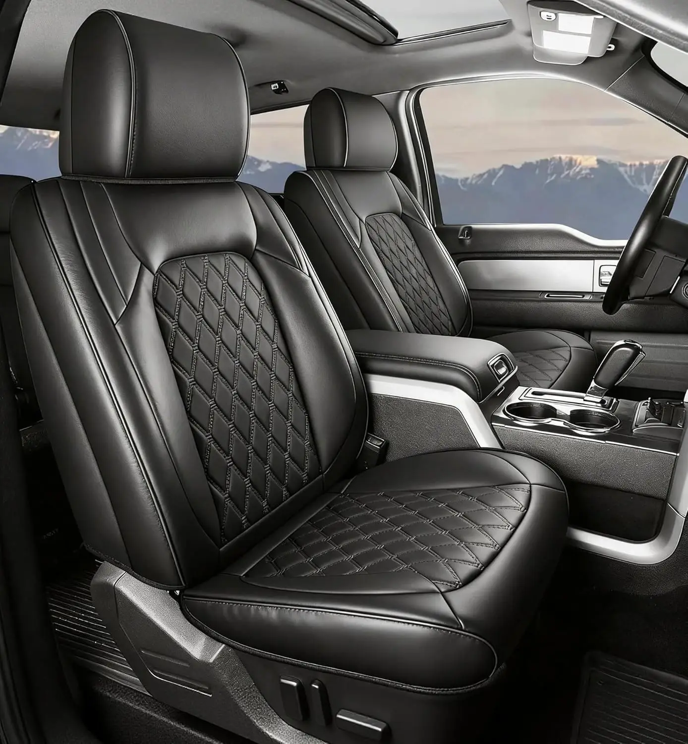 Umbrauto Seat Covers for Ford F150| Nappa Leather Pickup Truck Custom Fit Seatcovers for 2015-2025 2026 F150 SuperCrew/ 2017-2026 F250 F350 F450 Super Duty Crew Cab XL XLT Lariat King Ranch Platinum