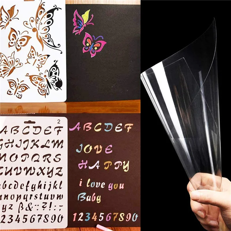 Y50A-60Pcs صفائح استنسل مايلر شفافة 12 بوصة صفائح مواد استنسل فارغة، لقطع الصور الظلية المتوافقة