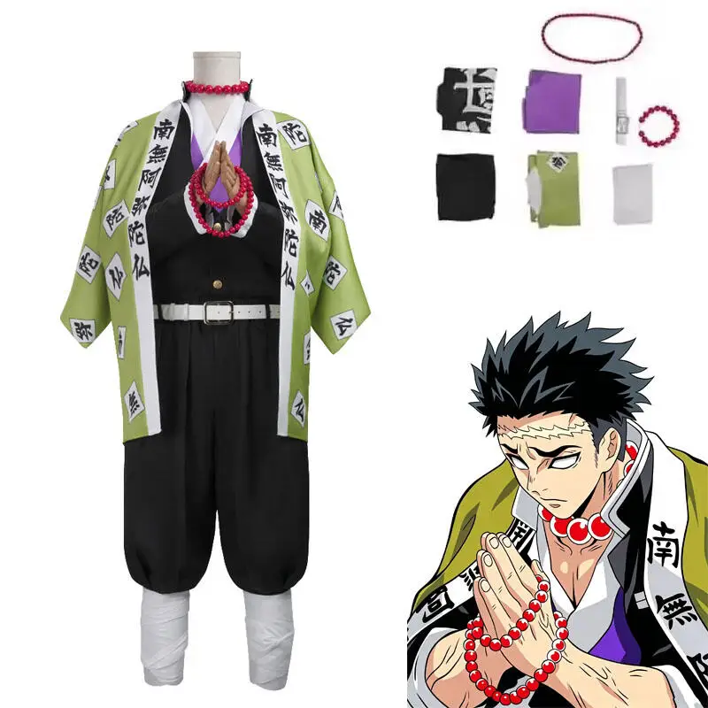 Anime Himejima Gyomei Cosplay-Kostüm Mönch-Druck Oberbekleidung Team-Uniform Armbänder Mann Halloween-Party Karnevalsanzug