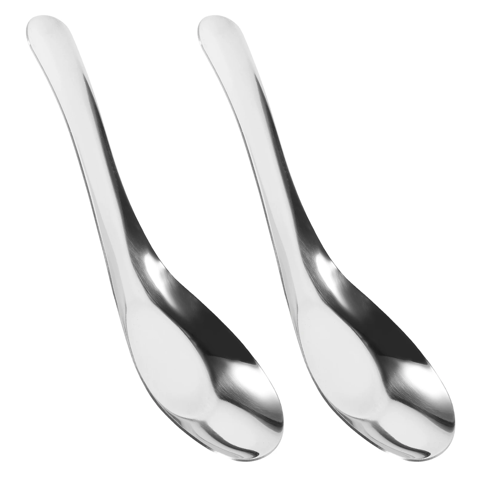 

2pcs Stainless Steel Flat Spoon Soup Spoons Long Handle Heat Resistant Oil Free Easy Clean Kitchen Utensils Scratch