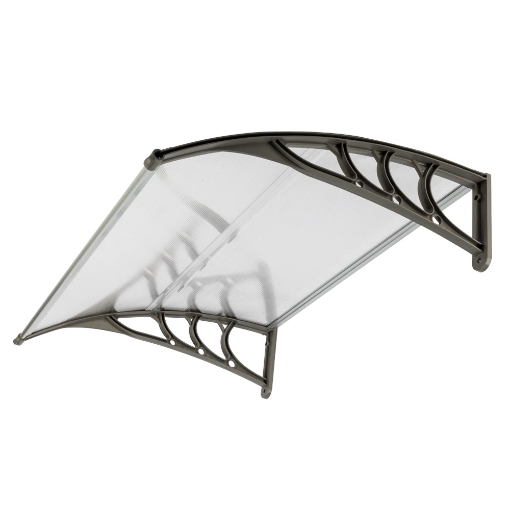 

5.0mm Polycarbonate Carport Canopy 100x80cm Grey & White ABS Bracket Outdoor Patio Awning Eaves Shelter Aluminum Support Bars