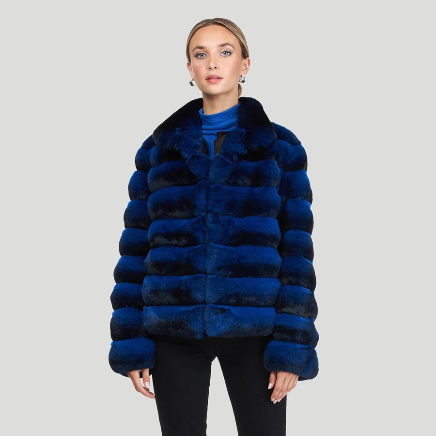 

Winter Jacket Women Fur Coat Real Rex Rabbit Fur Coat Lapel Luxury Genuine Fur Coat Best Selling New Style