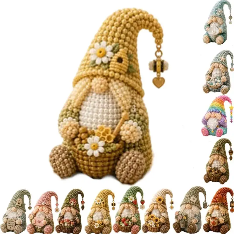 Gnome 3D DIY Beading Art Set Full Craft Materials & Simple Instructions for Thanksgiving Christmas Gift Choice