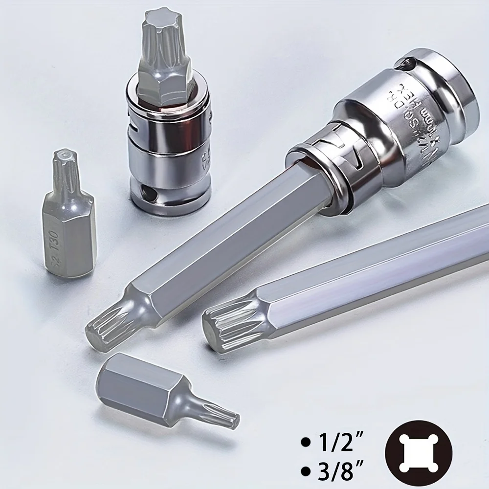 40PCS Screwdriver Bit Set, Chrome Vanadium Steel Driver Bit Set,1/2inch 3/8inch Drive Impact Socket Bit Tool Set