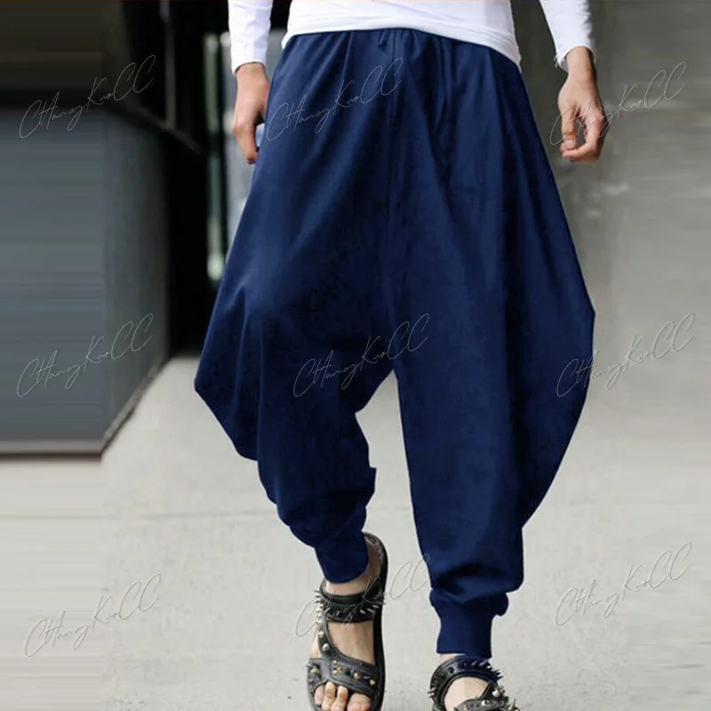 Middeleeuwse Mannen Cosplay Haroun Broek Losse Casual Traditionele Chinese Kleding Voor Mannen Hakama Samurai Kostuum Hiphop Rock