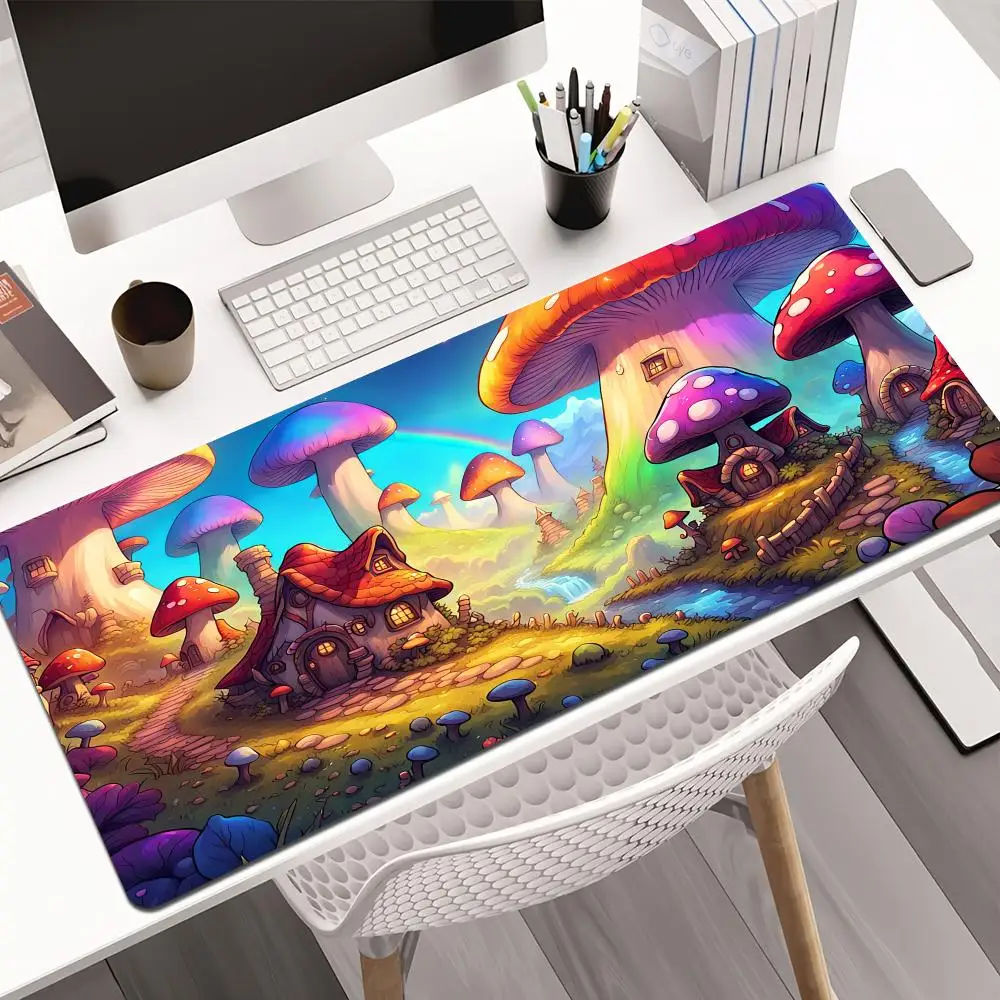 

Fantasy Mushroom Town аниме коврик для мыши резиновый противоскользящий настольный коврик игровые коврики геймер аксессуары для ПК клавиатура коврик для мыши моющийся в воде