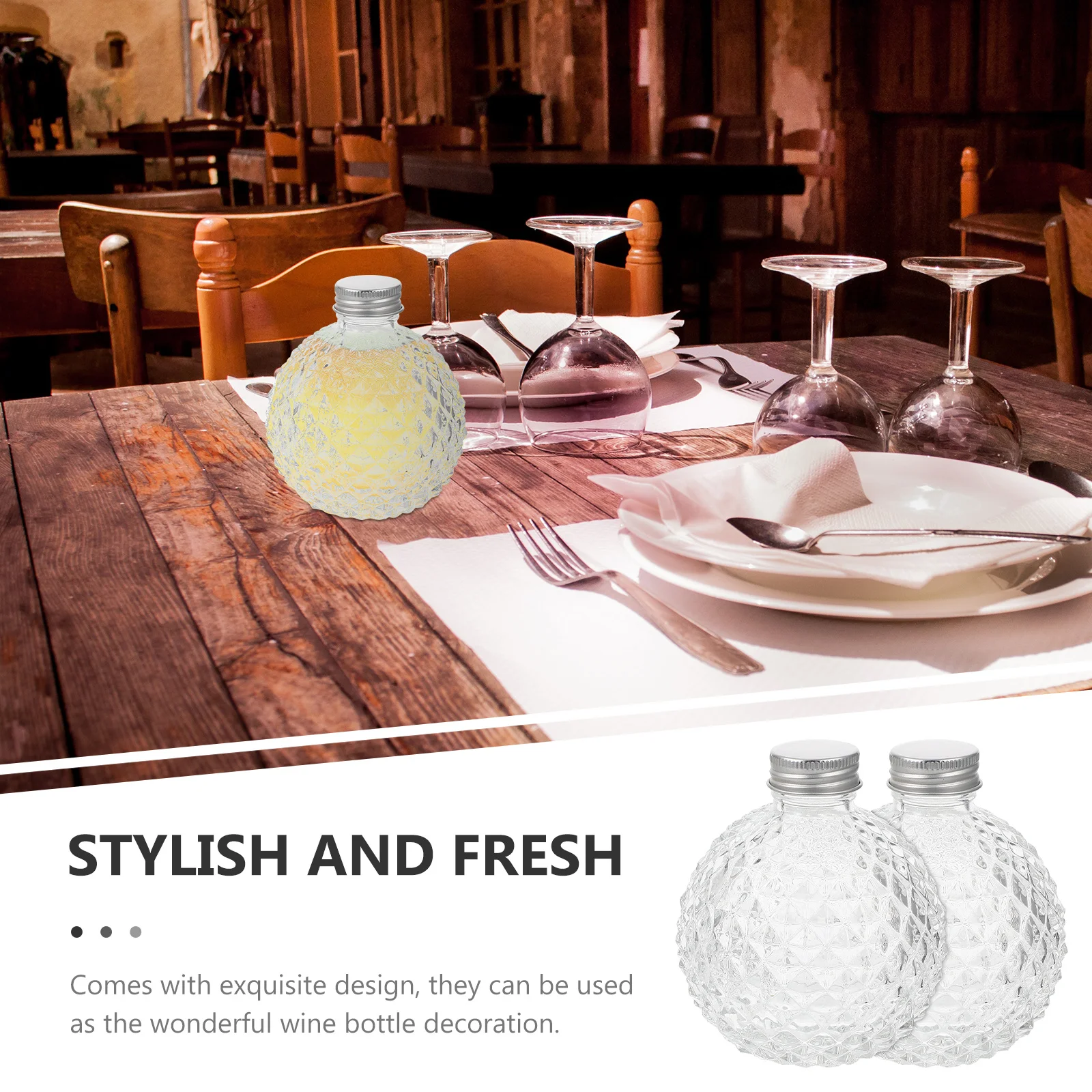 

2Pcs Clear Glass Wine Bottles Small Juice Storage Container Cork Stopper Liquid Storage Bottle Kitchen Beverage Holder