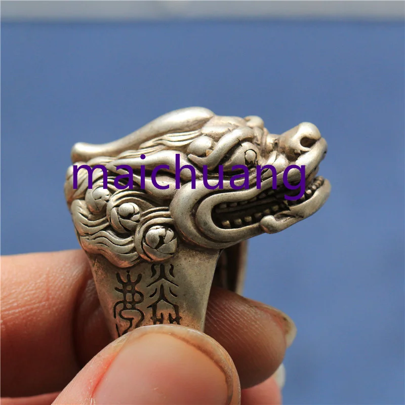 Mai Chuang/ Imitate Ancient Old Tibetan Silver Ethnic Style Auspicious Lucky Beast Ring Personalized  Men and Women Couples Gift