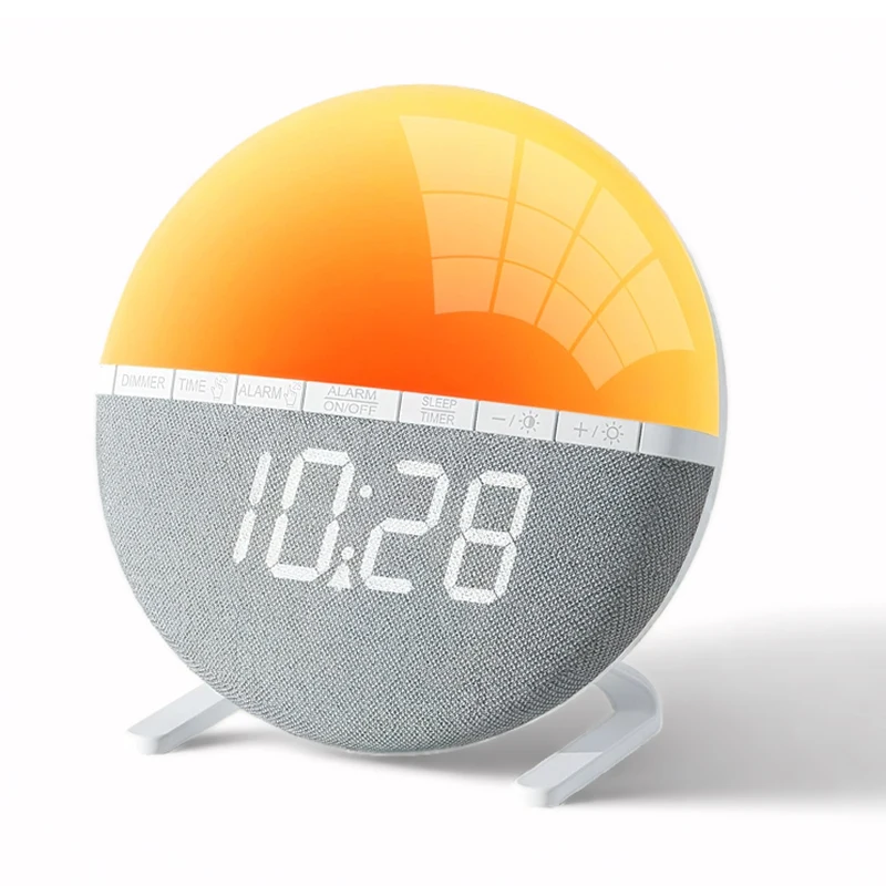 Wake Up Light Sunrise Alarm Clock Desk Clock with Colors Light Natural Sound Digital Clock for living room bedroom home decor