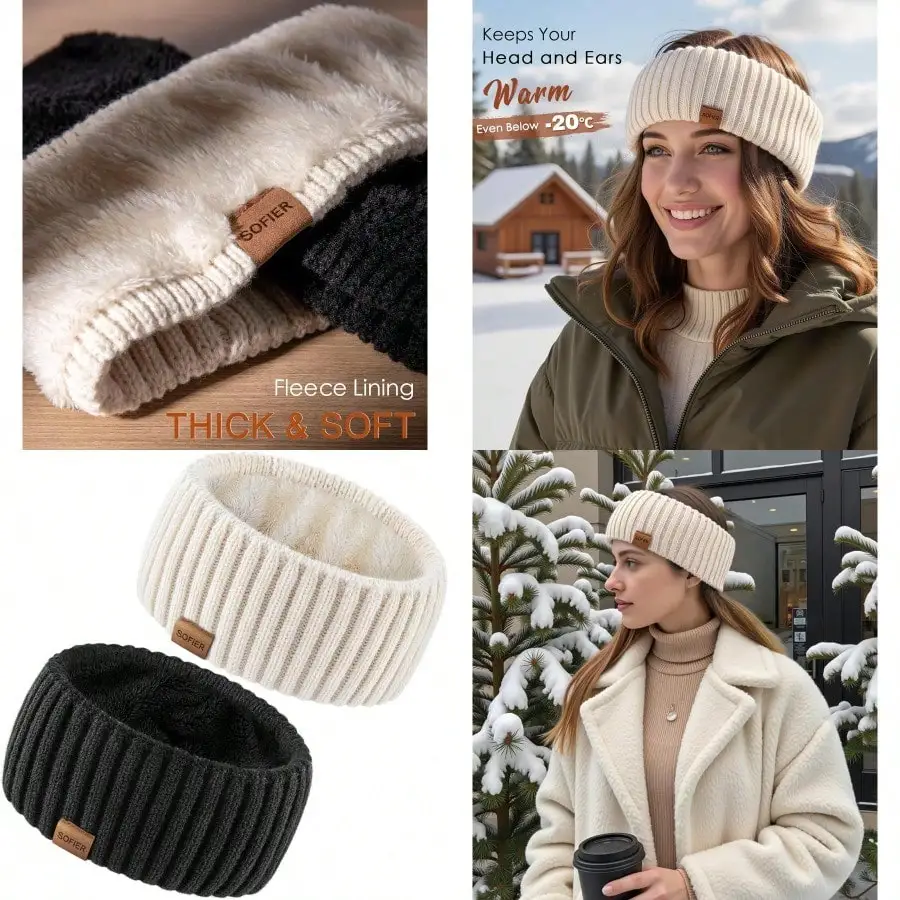 

2 Packs Women's Knit Ear Warmer Headbands (Thick Fleece) – Christmas Stocking Stuffers | Tingli Furniture Store