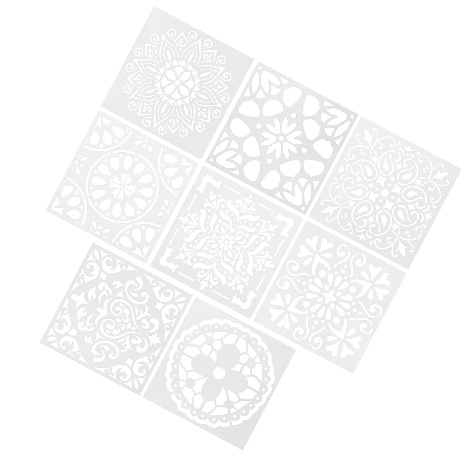 8pcs Premium Reusable Stencils Set Hollow out Mandala Painting Stencil Floor Wall Tile Fabric Wood Stencils