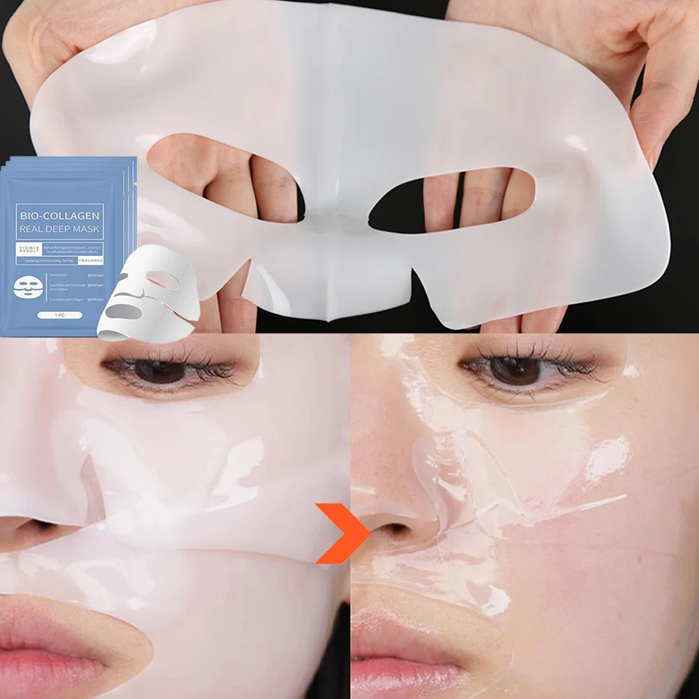 1PCS Bio-Collagen Real Deep Moisturizing Mask Anti Aging Night Split Transparent Mask Firming Nourish Brightening Skin Care