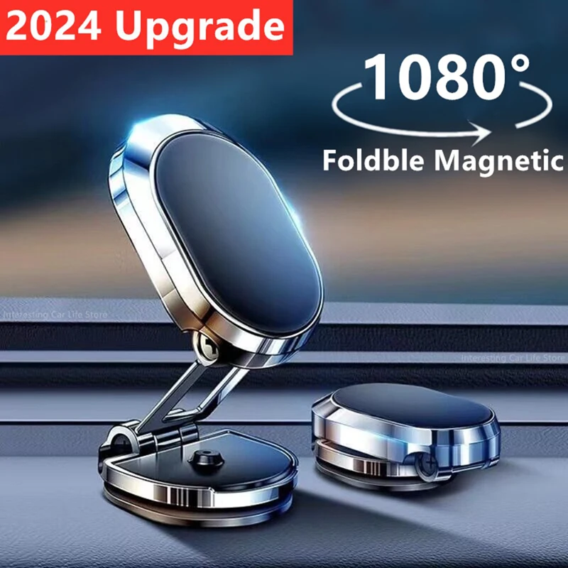 1080 Roteren Magnetische Auto Telefoon Houder Magneet Mobiele Smartphone Ondersteuning Gps Opvouwbare Telefoon Beugel In Auto Voor Iphone Samsung Xiaomi