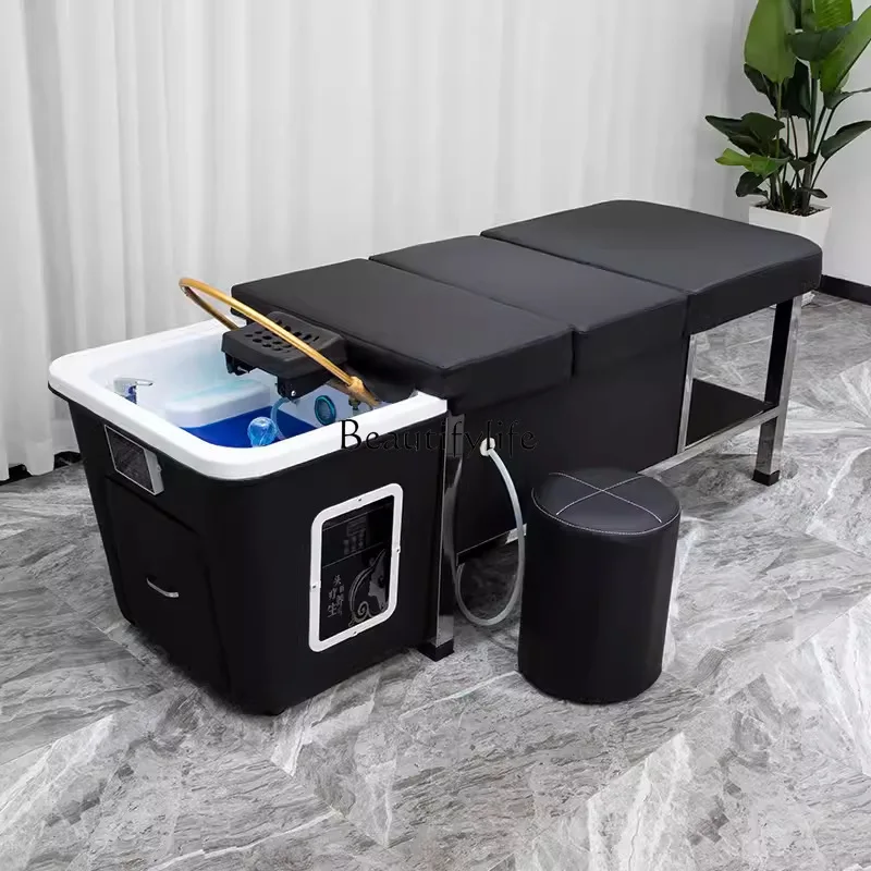 88.-Thai shampoo bed Barber shop water circulation free connection up and down water storage type fumigation head treatment bed