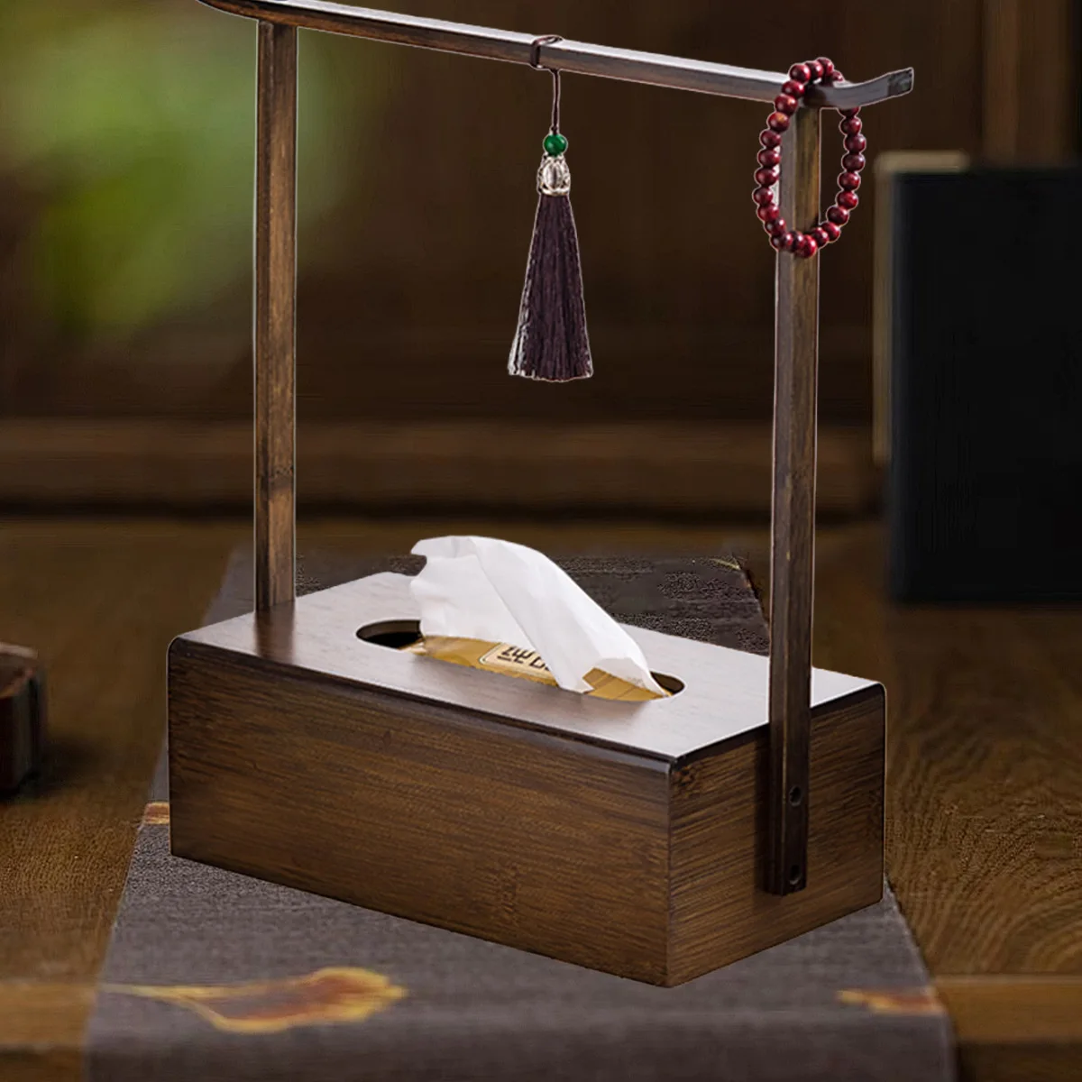 

Бамбуковая портативная коробка для салфеток, настольная салфетка, чехол для бумажной коробки, контейнер, китайская чайная комната, украшение для гостиной