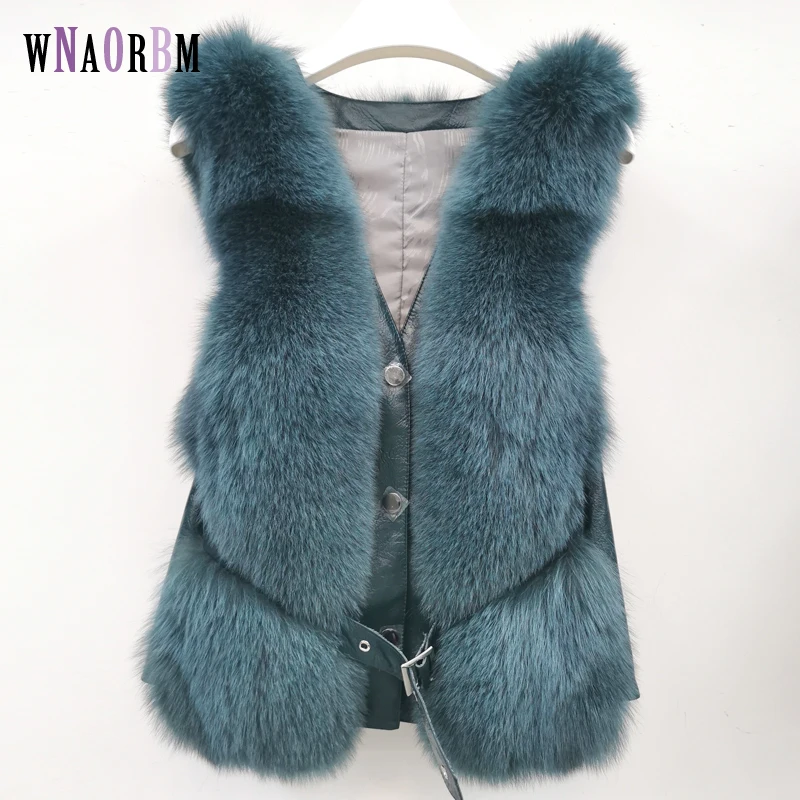 

Latest fashion design Women's Winter Real Fur Coat High Quality Natural Fox Fur Vest Luxurious Warm Sleeveless 4 colors jacket