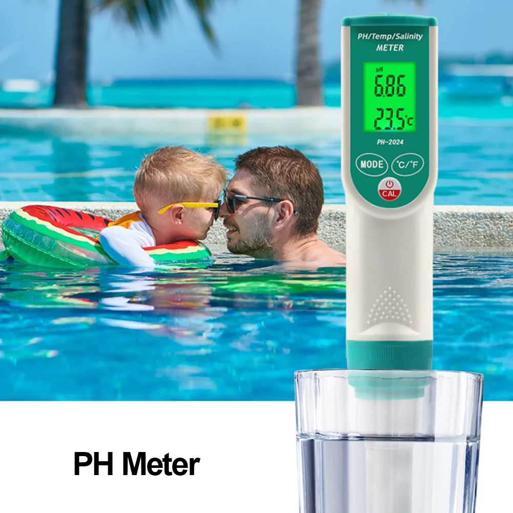 3 in 1 PH Meter Digital Salinity/Temperature/PH Meter Backlight Water Quality Monitor for Drinking Water/Laboratory/ Aquariumfor