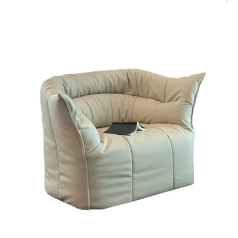 

Leather black white large sofa chair lazy single living room balcony retro medium and ancient style