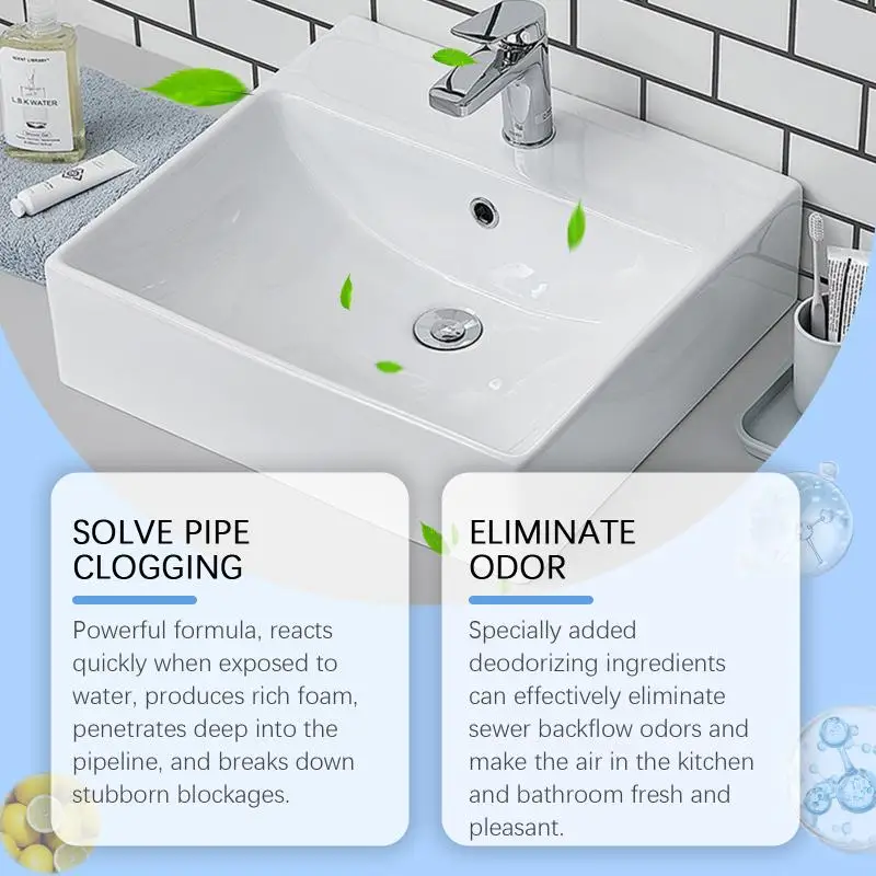 Jakehoe drain cleaner tablets remove grease, hair, and clogged drains, and also deodorize and unclog toilet drains view 2