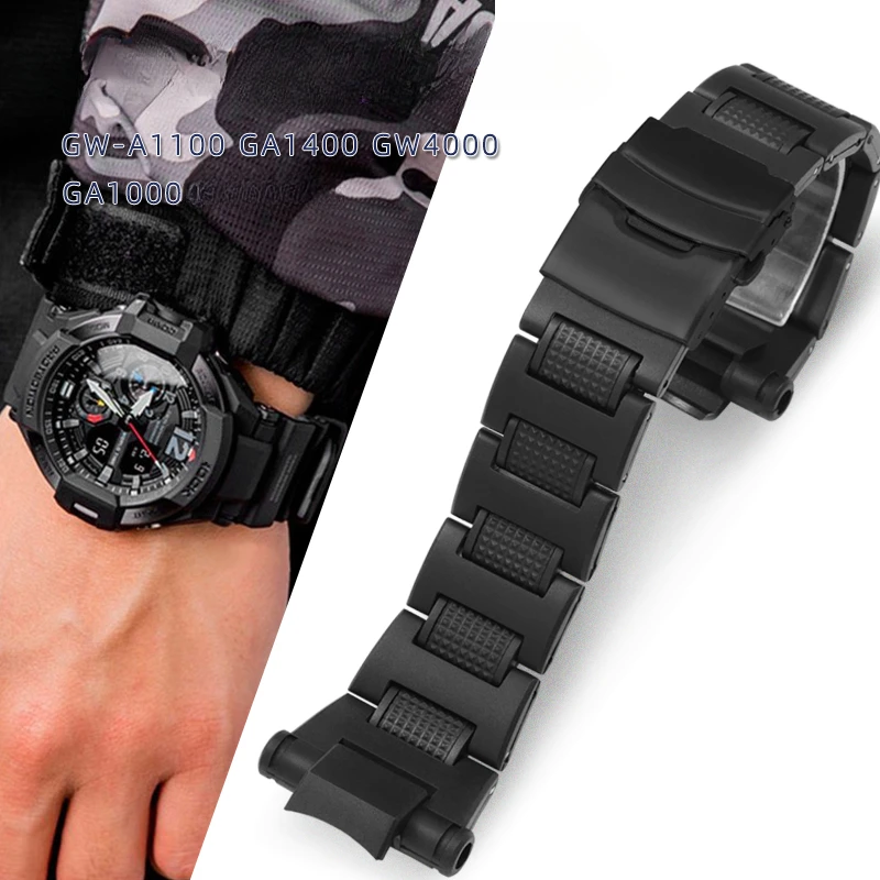 For Casio Air Fighter GW-A1100 Accessories Sports Diving Replace Original Plastic Steel Men's GA-1000 1100 Dedicated Watchband