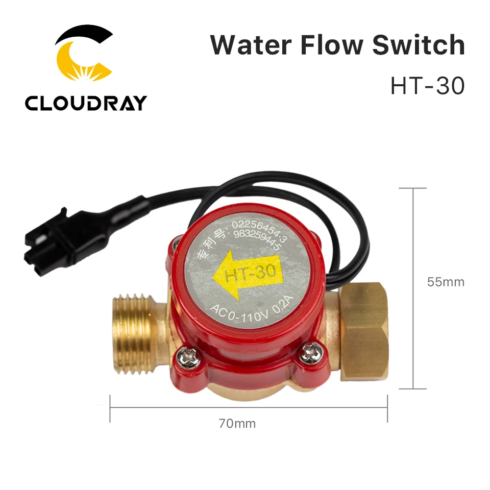 Produktbild von Cloudray Wasser-Durchflussschalter HT-30 DC – 10 Mm, Schutz Für CO2-Laserröhren, 3000 L/h, 3,2 M Hub