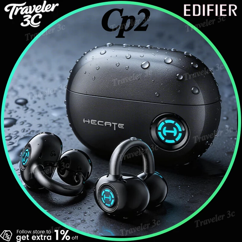 Edifier Hecate Cp2 Clip On Wireless Bluetooth 6 Gaming Earbuds Bone Conduction Ai Noise Reduction Ipx4 Waterproof Cosmic Gray