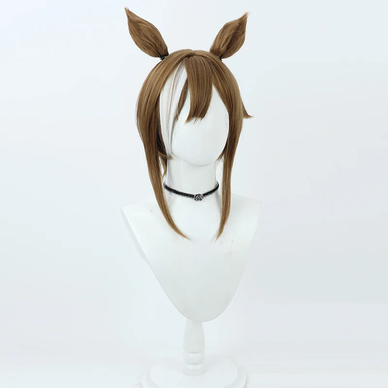 Anime Uma Musume Pretty Derby Cosplay Pruik Bruine Oren Staart Vrouwen Halloween Party Carnaval Rollenspel Hittebestendige Pruiken