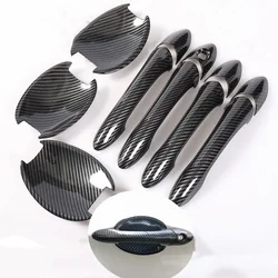 Funduoo For Hyundai Sonata / I45  2011-2015 Carbon Fiber Chrome Car Door Handle Cover Trim Sticker Styling Accessories