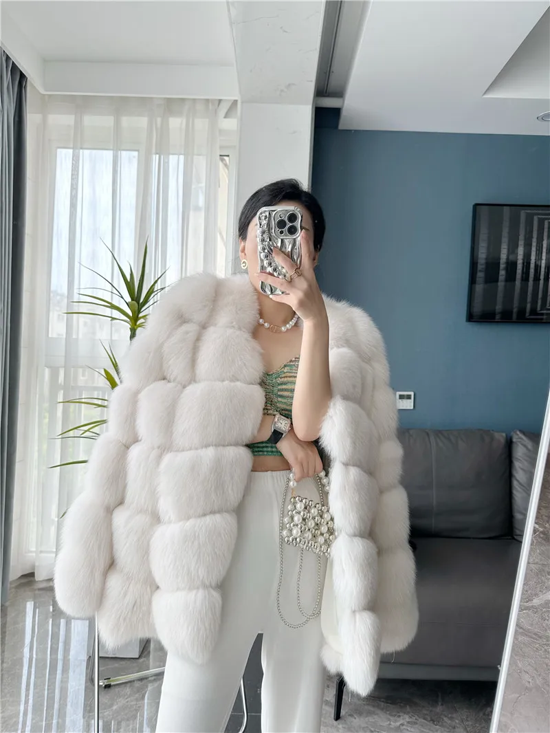 نمط جديد 2025 معاطف الفرو الحقيقي النساء الطبيعية سترات من الفرو الحقيقي الشتاء ملابس خارجية النساء معطف فرو الثعلب ملابس فرو عالية الجودة