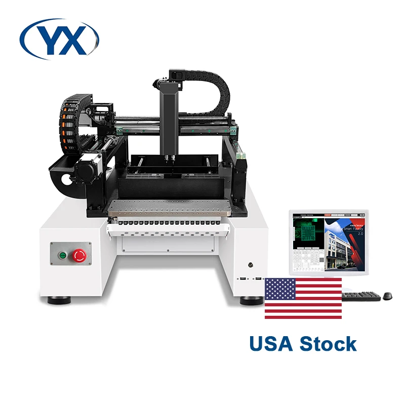 Stock en EE. UU., máquina de recogida y colocación LED completamente automática de 2 cabezales, conjunto de máquina para fabricar Pcb, escritorio de alta precisión SMT220