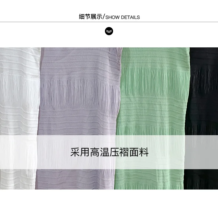 Miyake Plissee-Kleid Elegantes Weißes Mehrlagiges Sommer-Damen-Freizeitkleid Langes Maxikleid Strukturiertes Schmal Geschnittenes Schickes Alltagskleid – Detail 7
