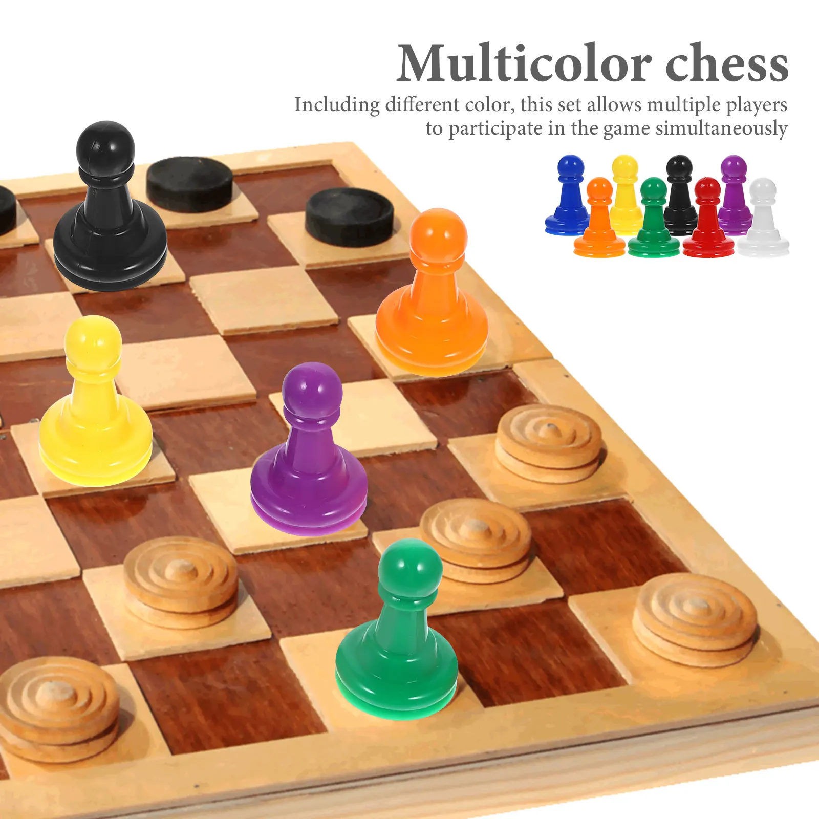 

32Pcs Plastic Chess Pieces Multicolor Pawn Set Board Game Accessory Educational Flight Chess Party Game Accessories