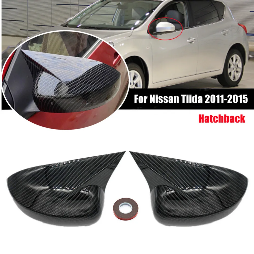 

For Nissan Tiida Hatchback 2011 2012 2013 2014 2015 ABS Car Rearview Side Mirror Cover Wing Cap Door Housing Shell Trim Sticker
