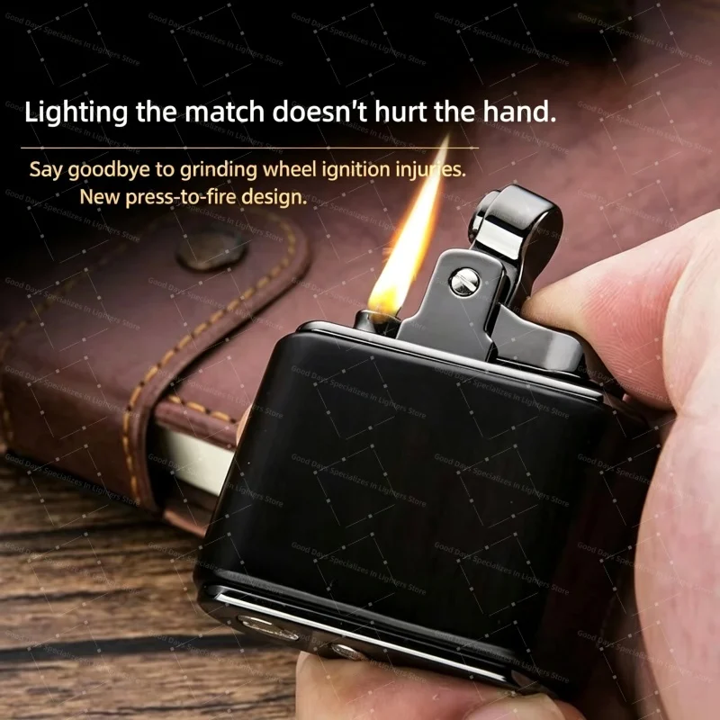 2026 New Metal Retro Lighter, Upgraded Version Nostalgic Cigar Pipe Igniter, Personalized Cigarette Fuel Lighter, Festival Gift