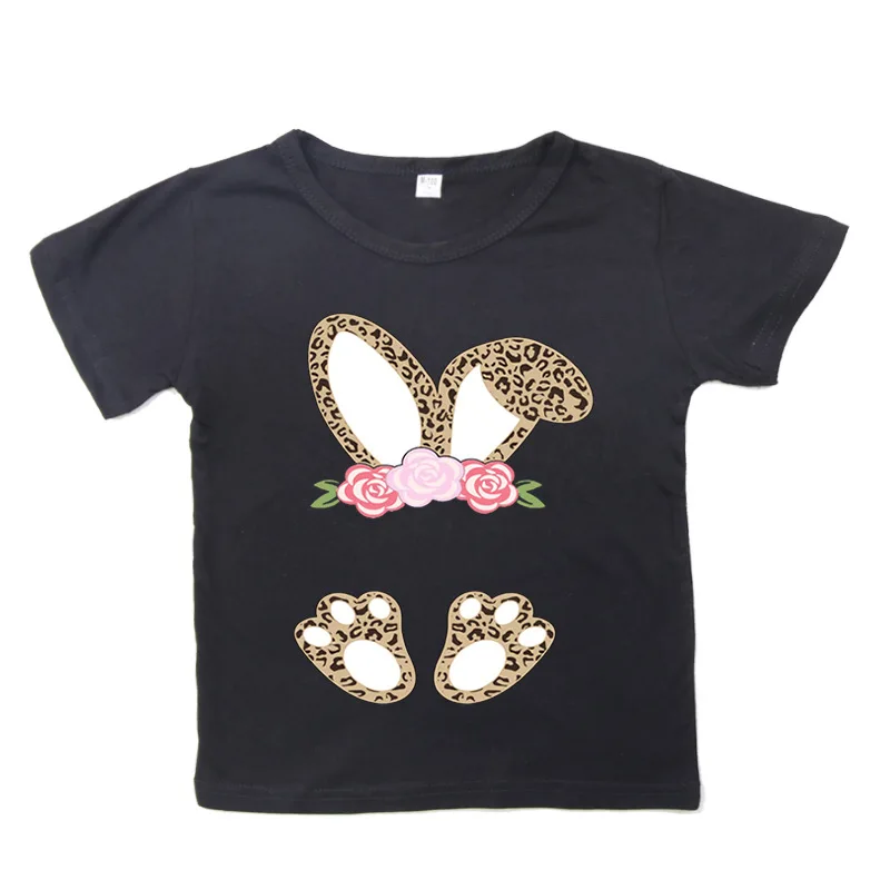 Easter Bunny Print Casual Loose Top Summer New Children's Round Neck Short-sleeved T-shirt Boys  Girls Clothes